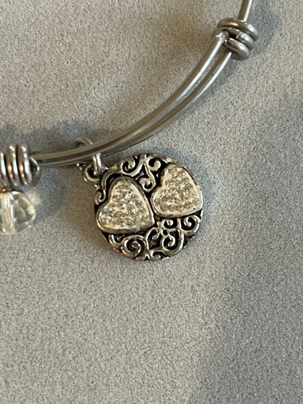 Turquoise Beaded Silver-Tone Charm Bangle Set - Daughter/Friendship